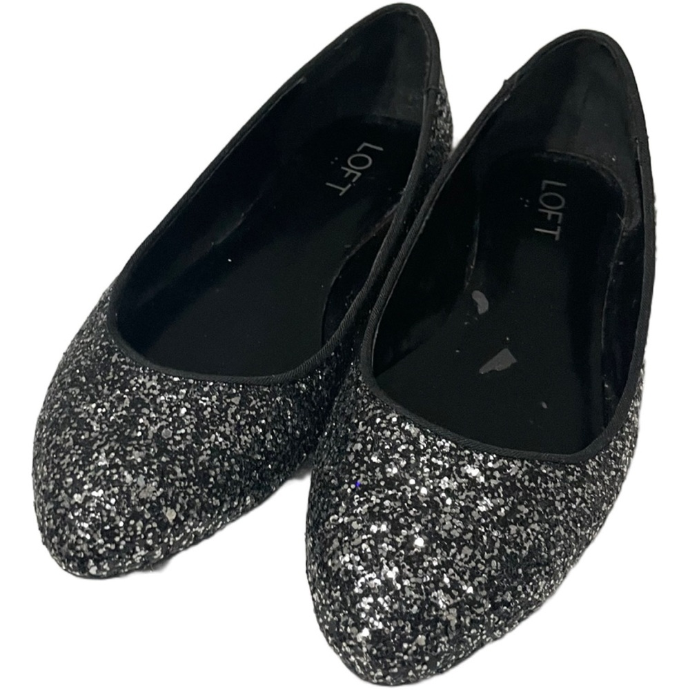 LOFT glitter flats black and silver size 7 women’s